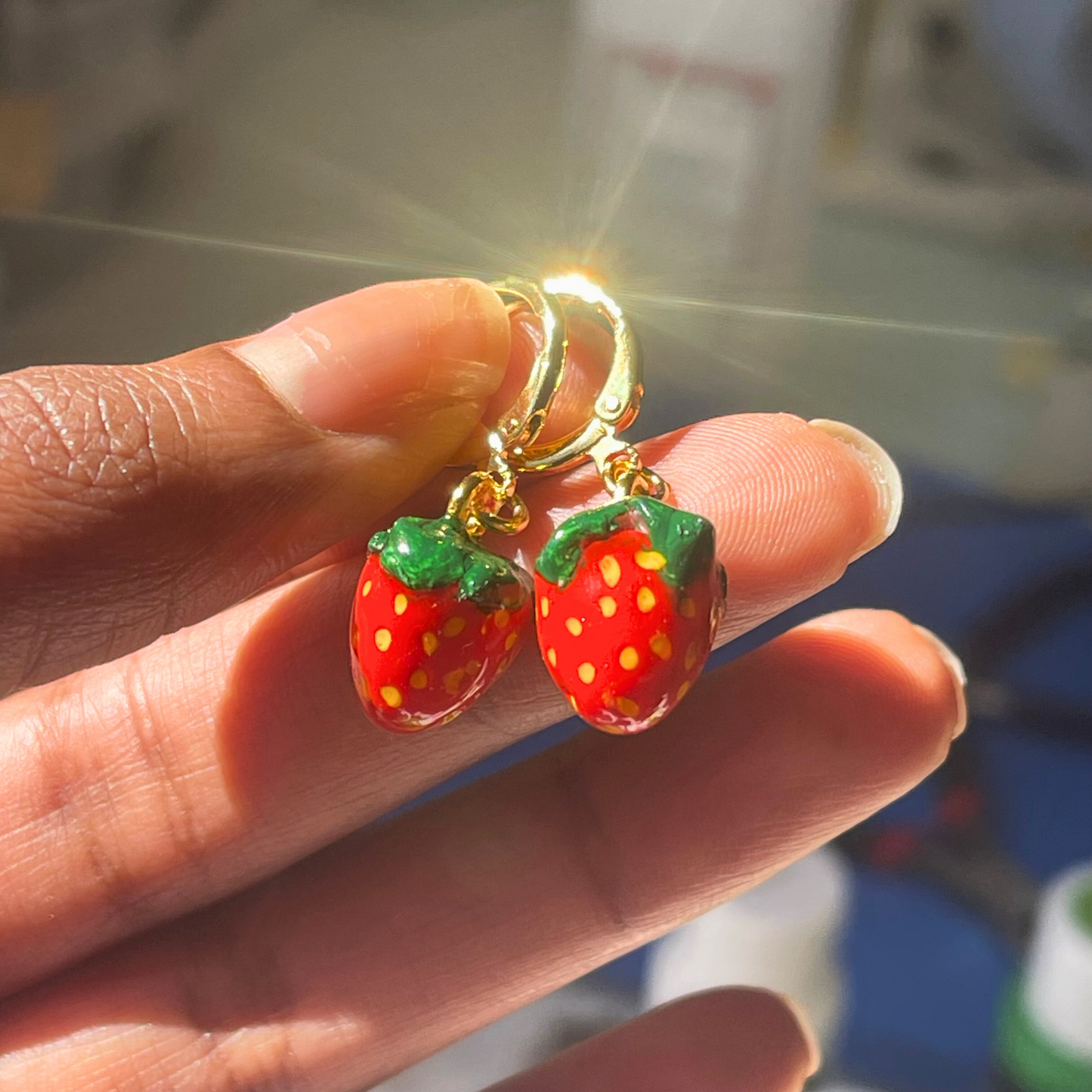 Sweet Strawberry Dangle Earrings