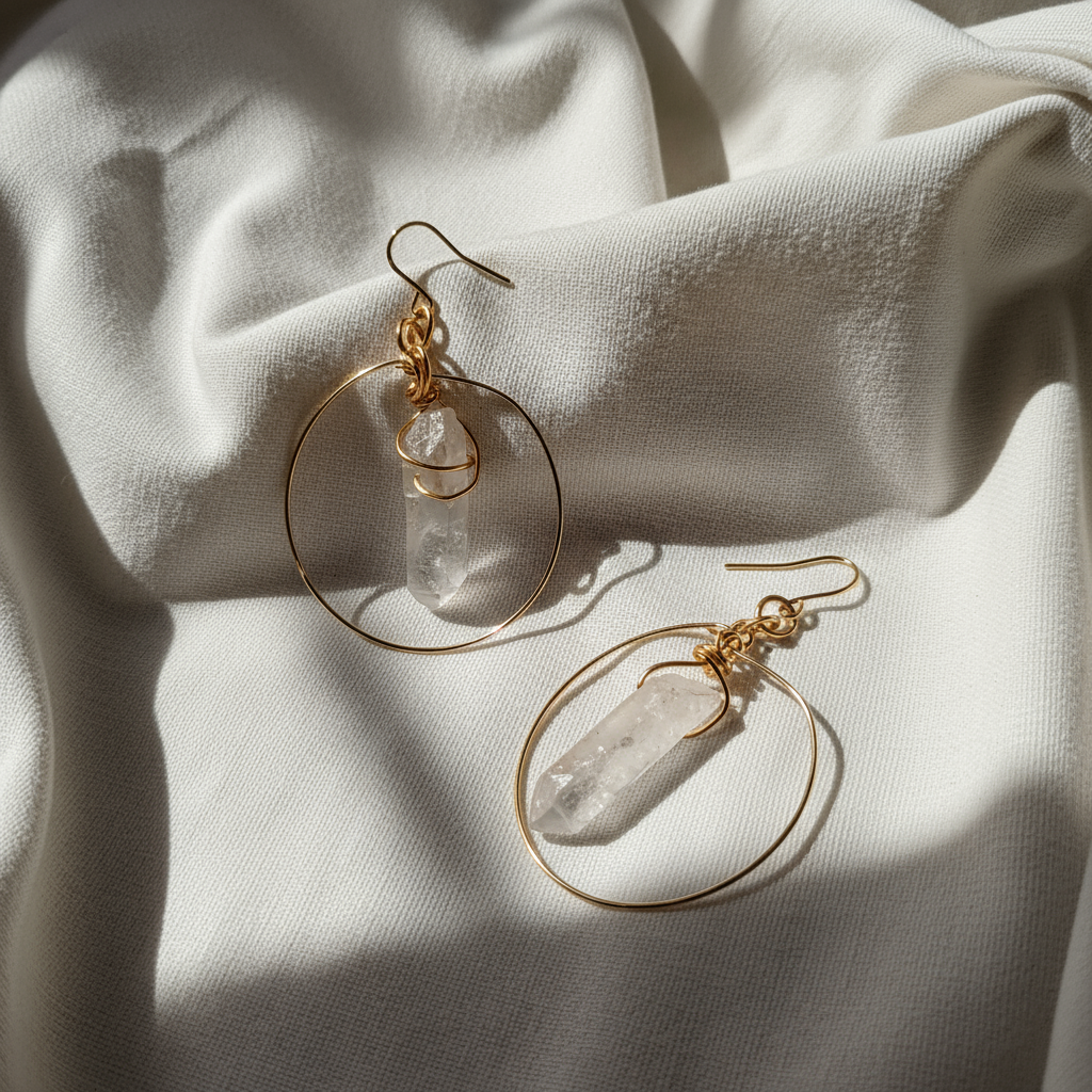 Clear Quartz Hoop Earrings