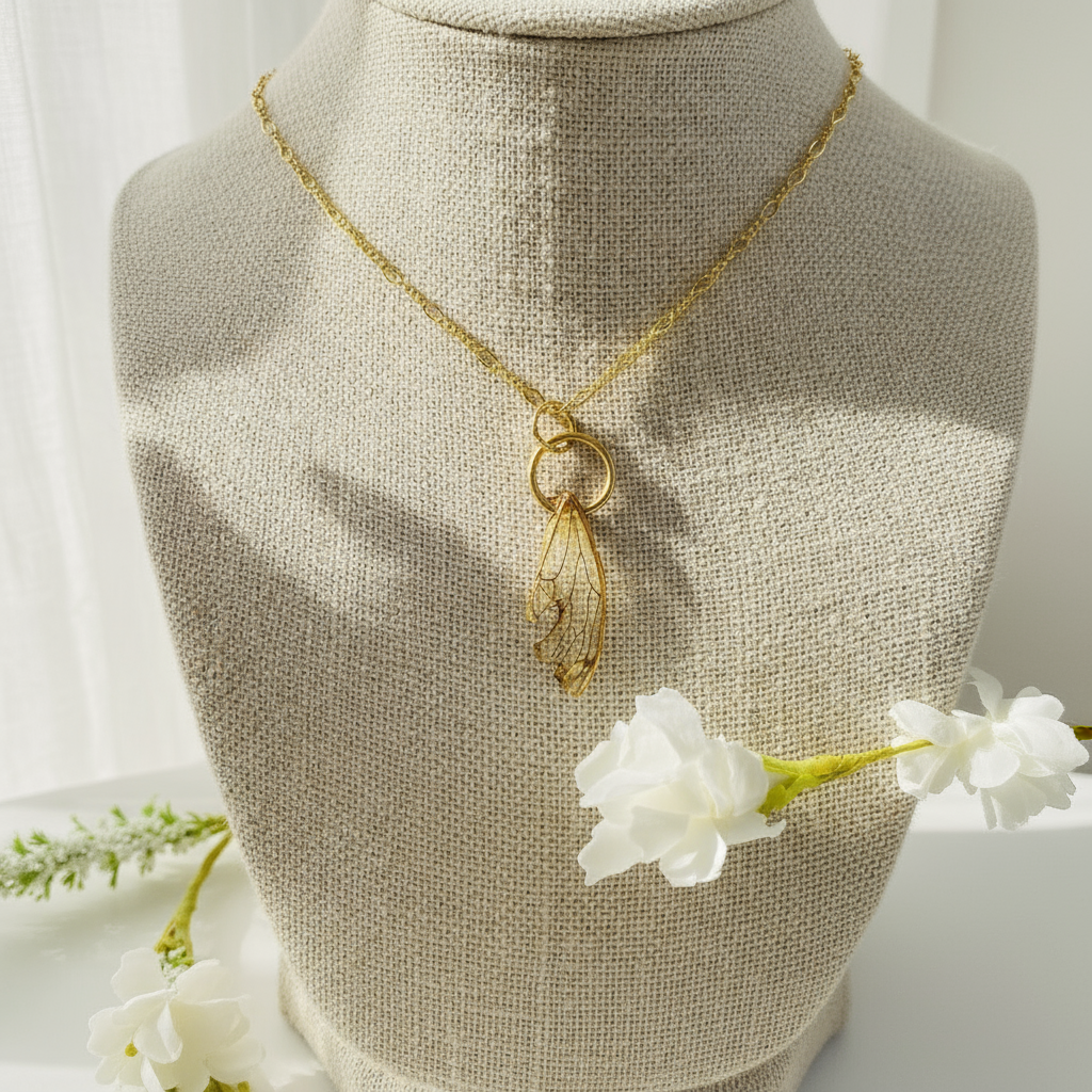 Rare Red Winged Cicada Pendant