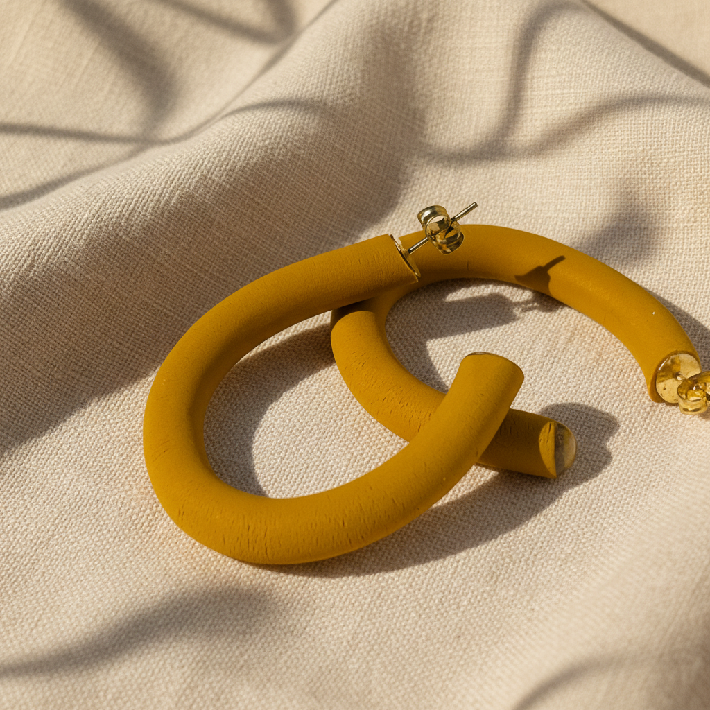 Earthy Hoops - Handcrafted polymer clay earrings that blend style and comfort. These lightweight hoops offer natural elegance and are perfect for any outfit.