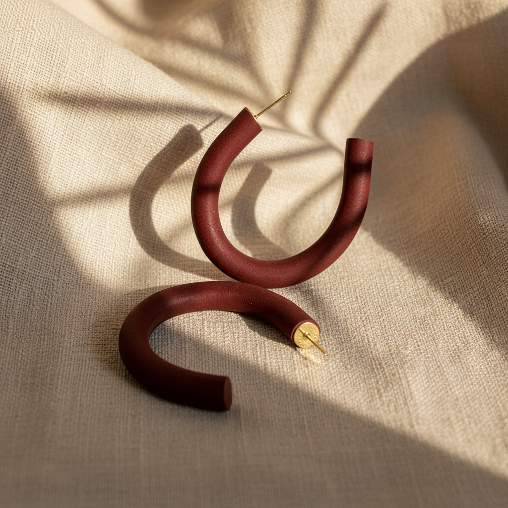 Earthy Hoops - Handcrafted polymer clay earrings that blend style and comfort. These lightweight hoops offer natural elegance and are perfect for any outfit.