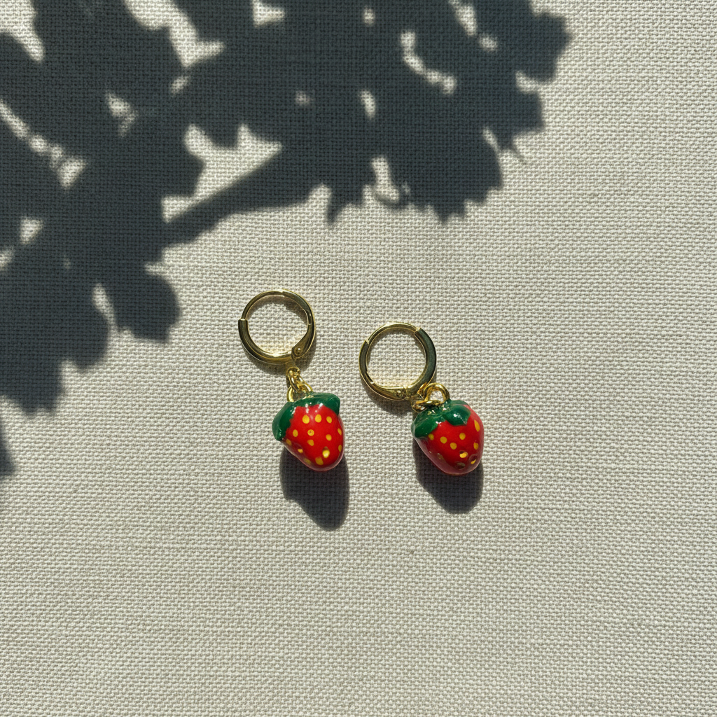 Sweet Strawberry Dangle Earrings