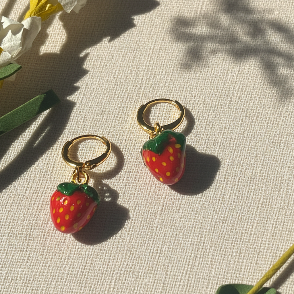 Sweet Strawberry Dangle Earrings