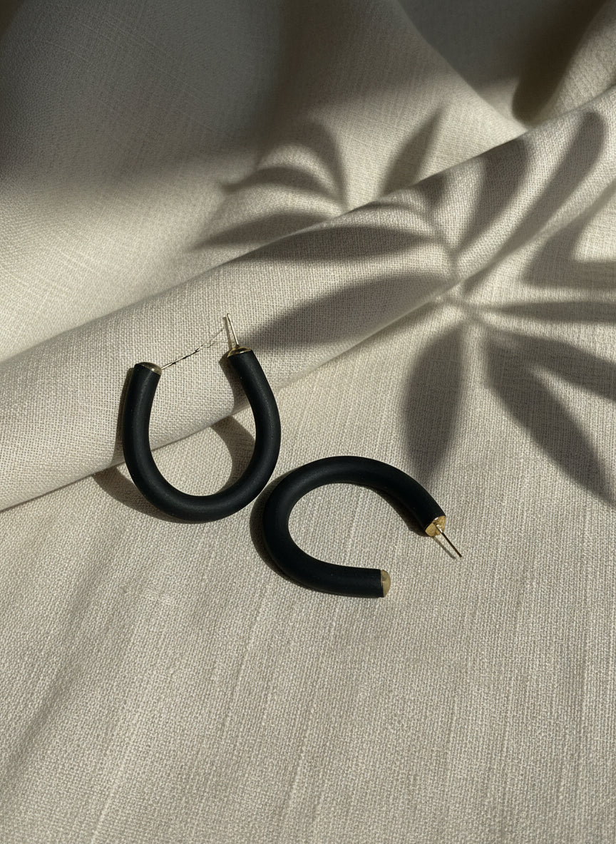 Earthy Hoops - Handcrafted polymer clay earrings that blend style and comfort. These lightweight hoops offer natural elegance and are perfect for any outfit.