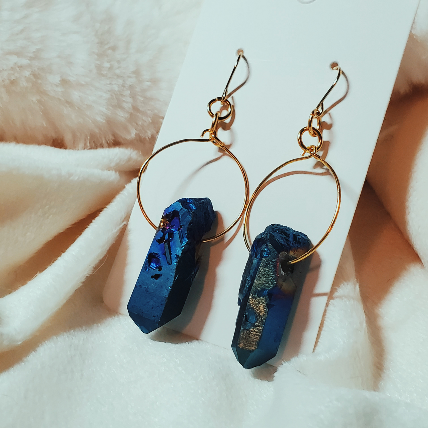 Blue Quartz Hoop Earring