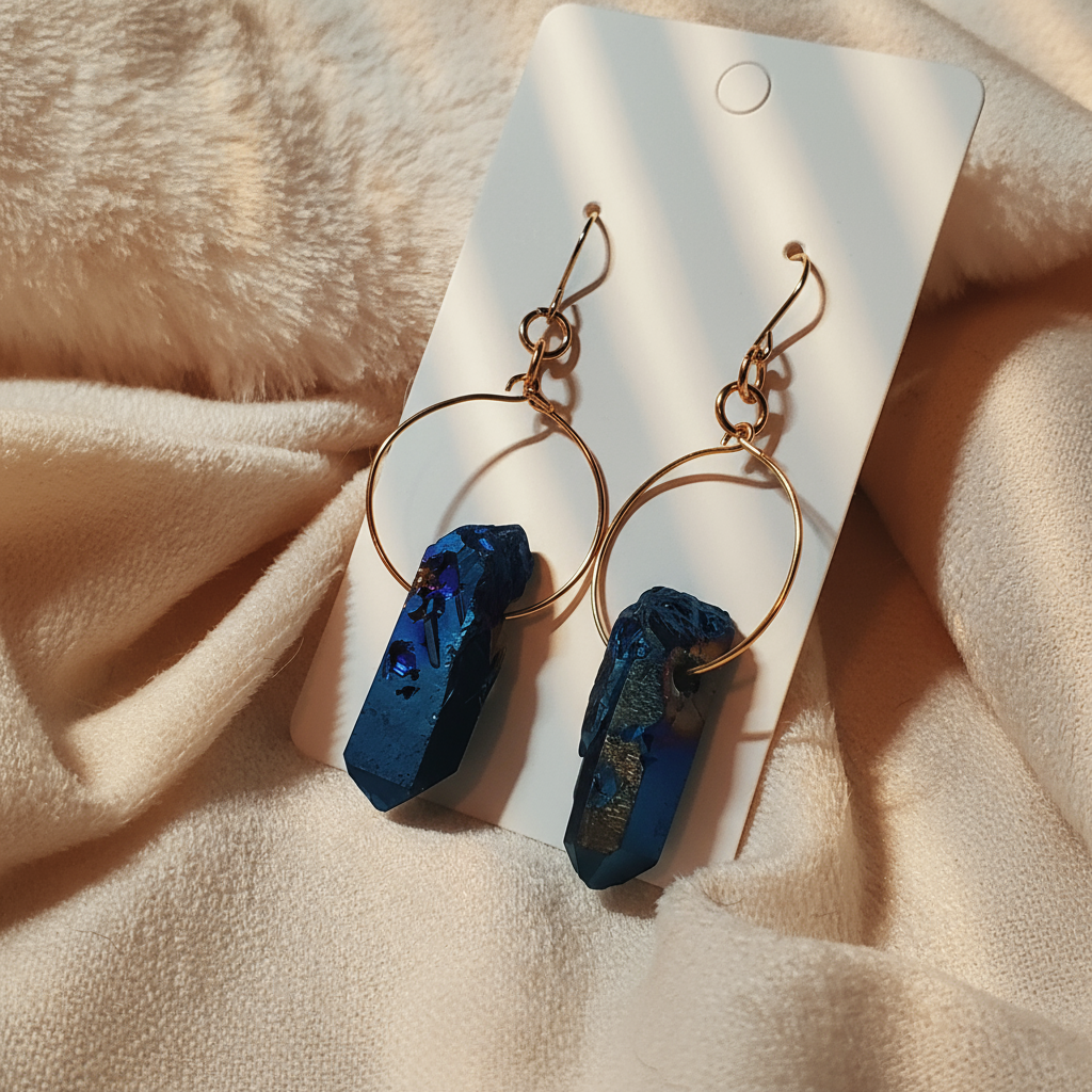 Blue Quartz Hoop Earring
