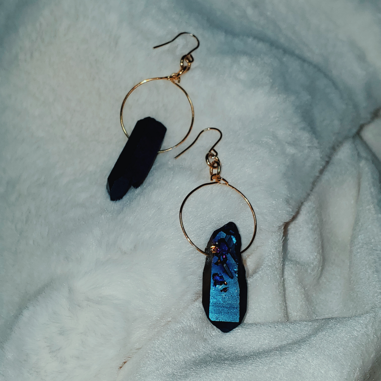 Blue Quartz Hoop Earring
