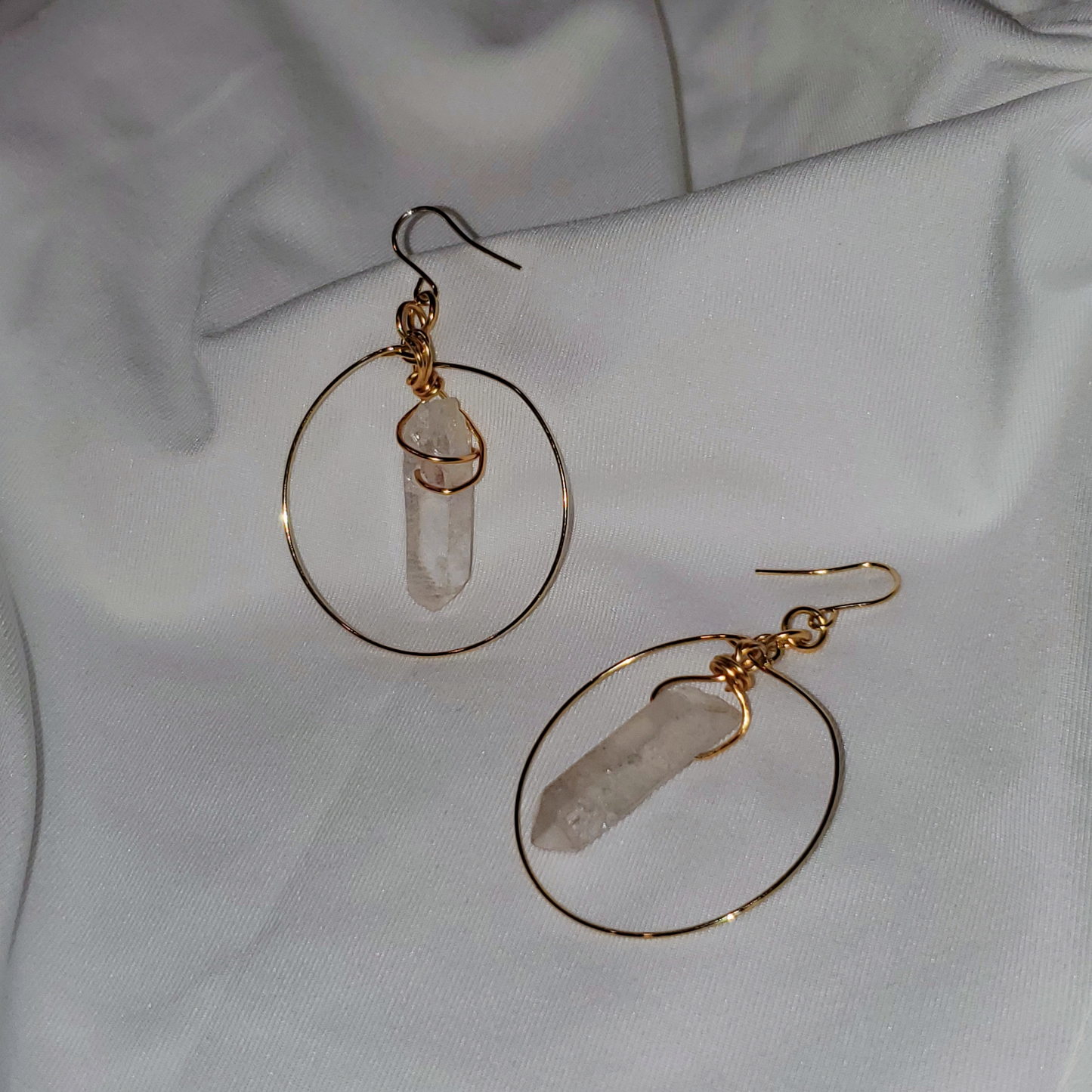 Clear Quartz Hoop Earrings