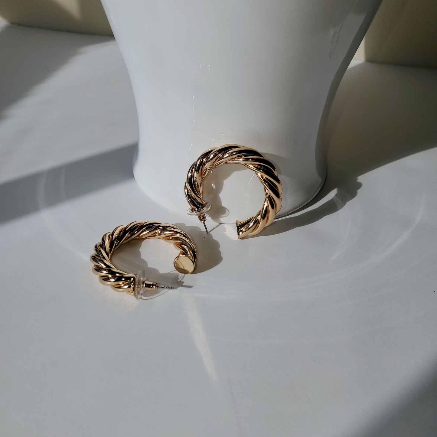 Twisted Gold Hoop Earrings