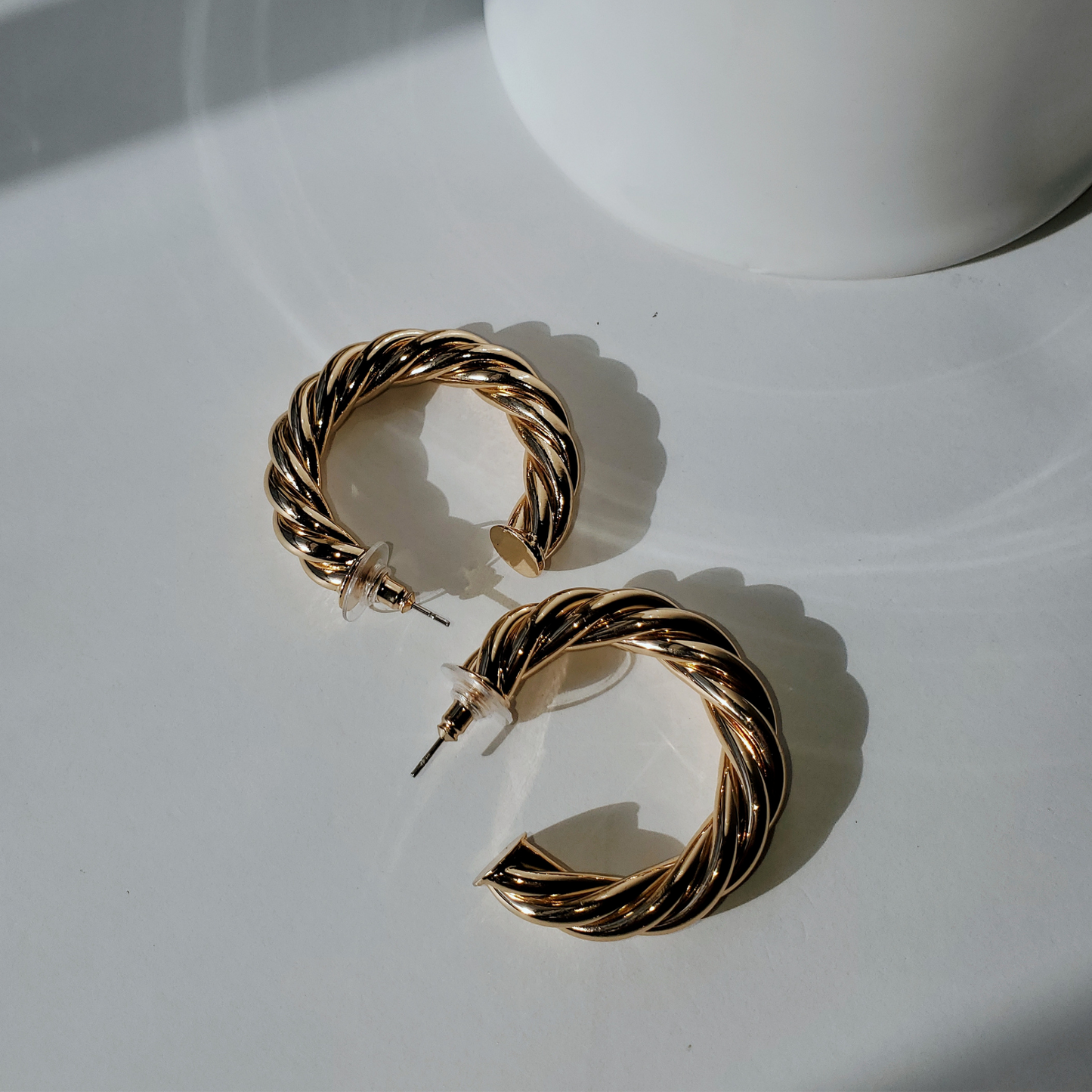 Twisted Gold Hoop Earrings