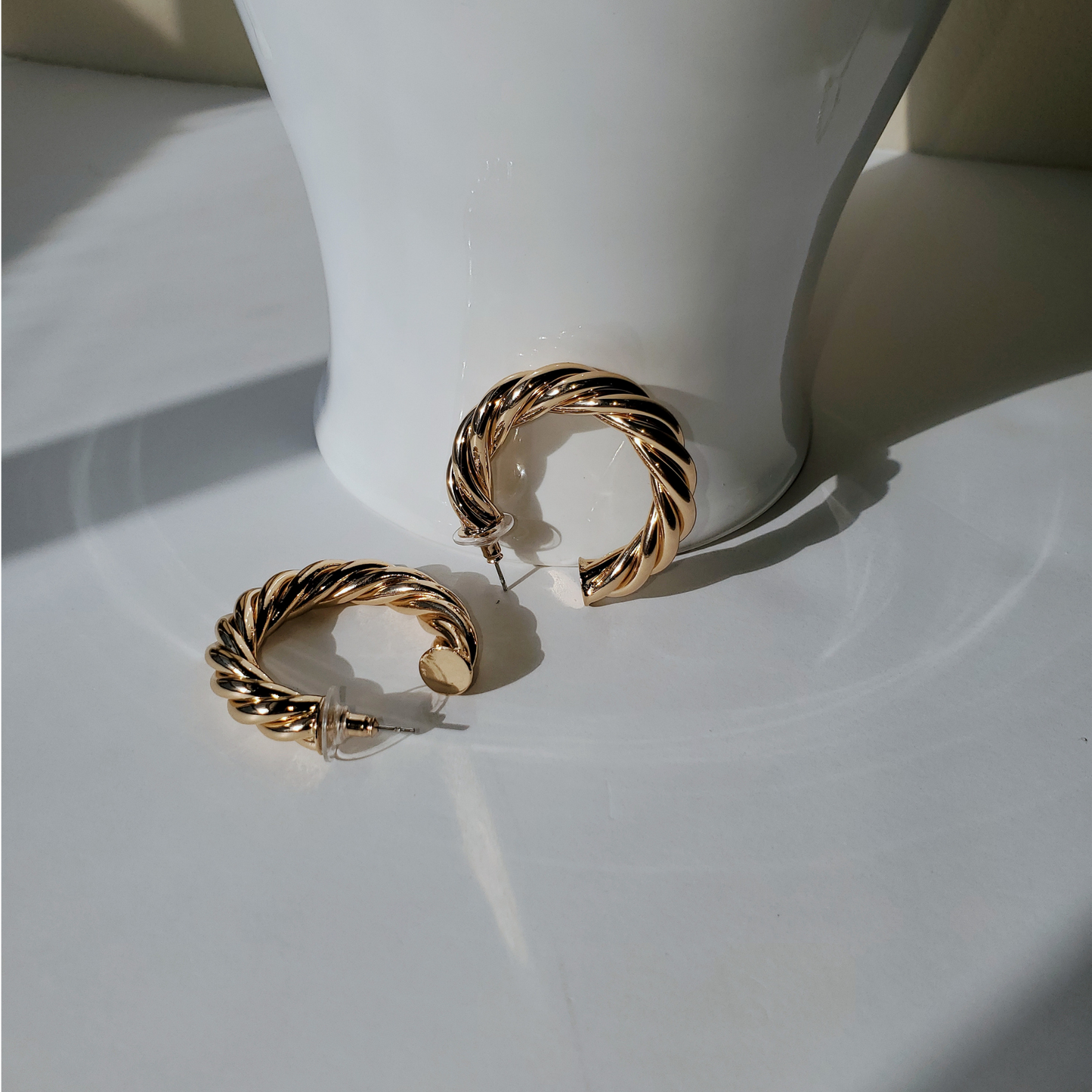 Twisted Gold Hoop Earrings
