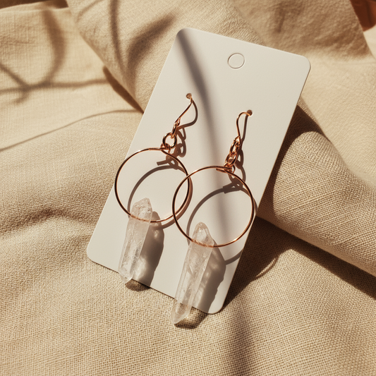 White Raw Quartz Hoop Earring