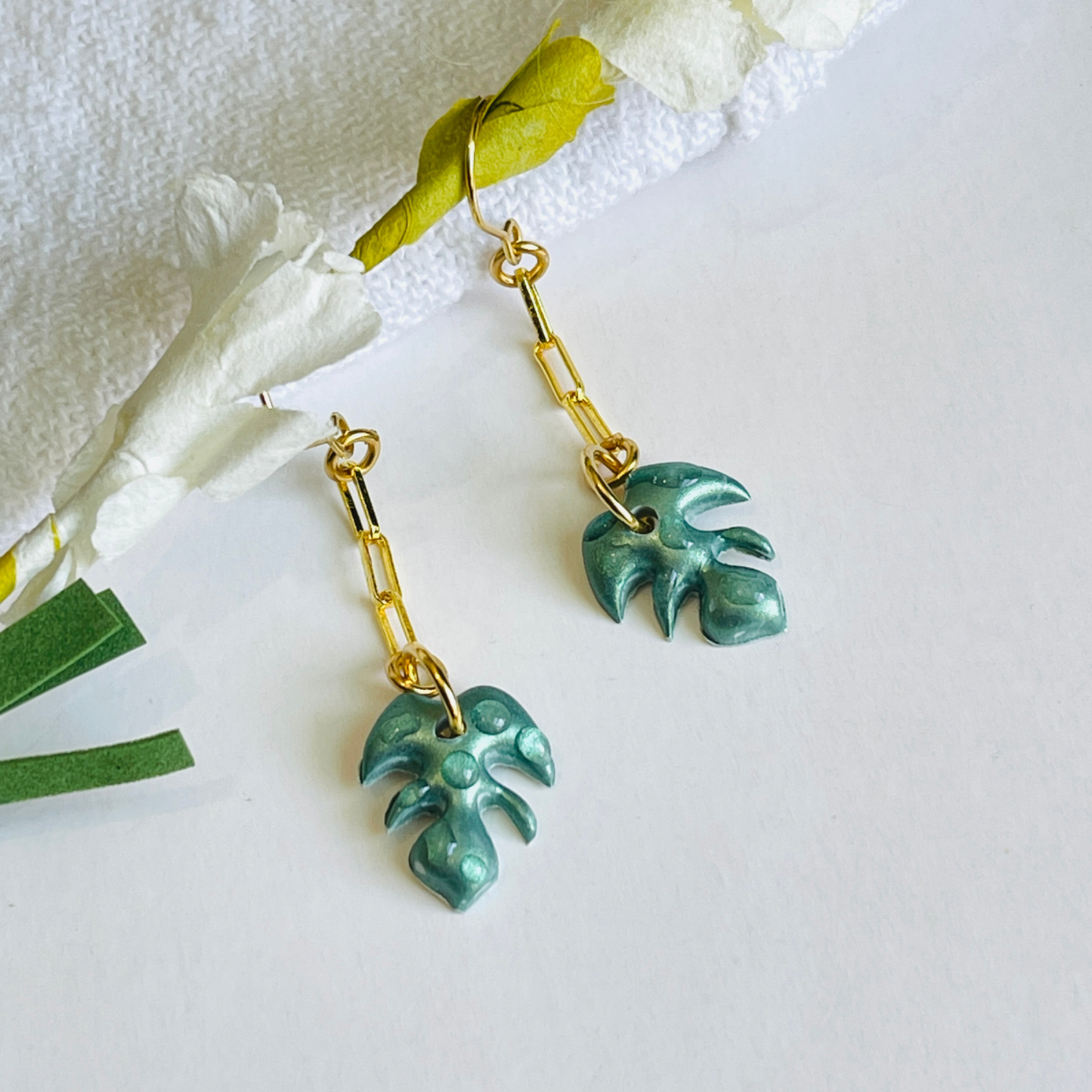 Mini Monstera Leaf Earrings