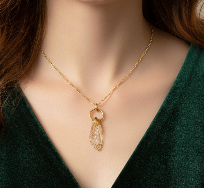 Rare Red Winged Cicada Pendant