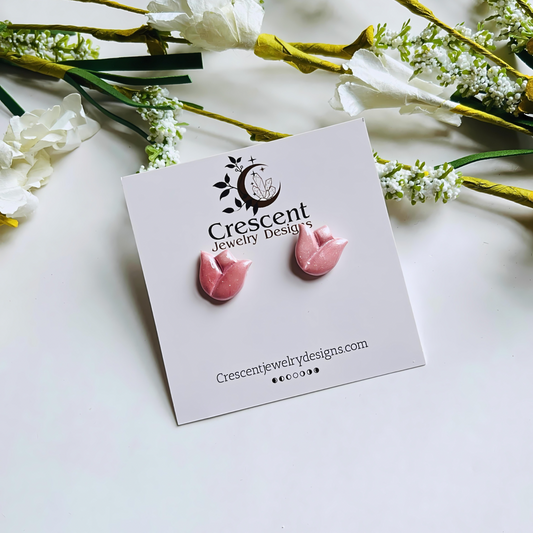 Pink Lily Stud Earrings