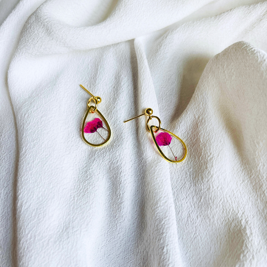 Pink Petal Drop Earrings