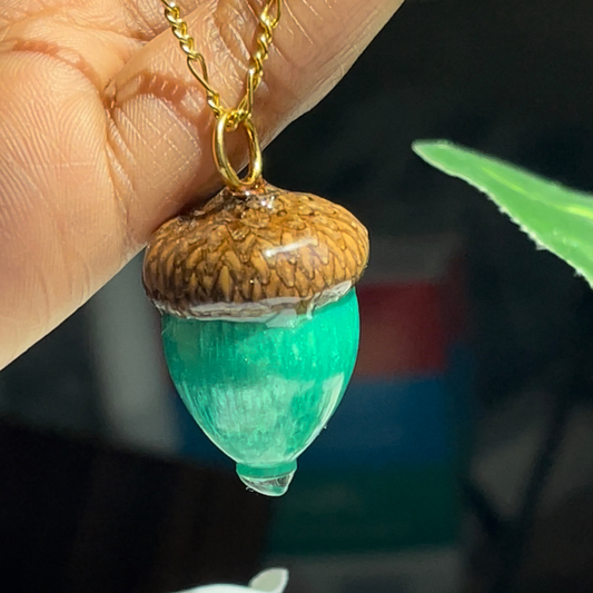 The Enchanting Green Acorn Necklace