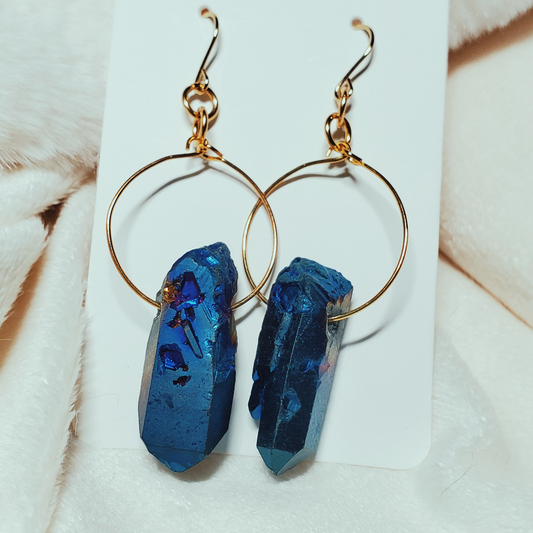 Blue Quartz Hoop Earring