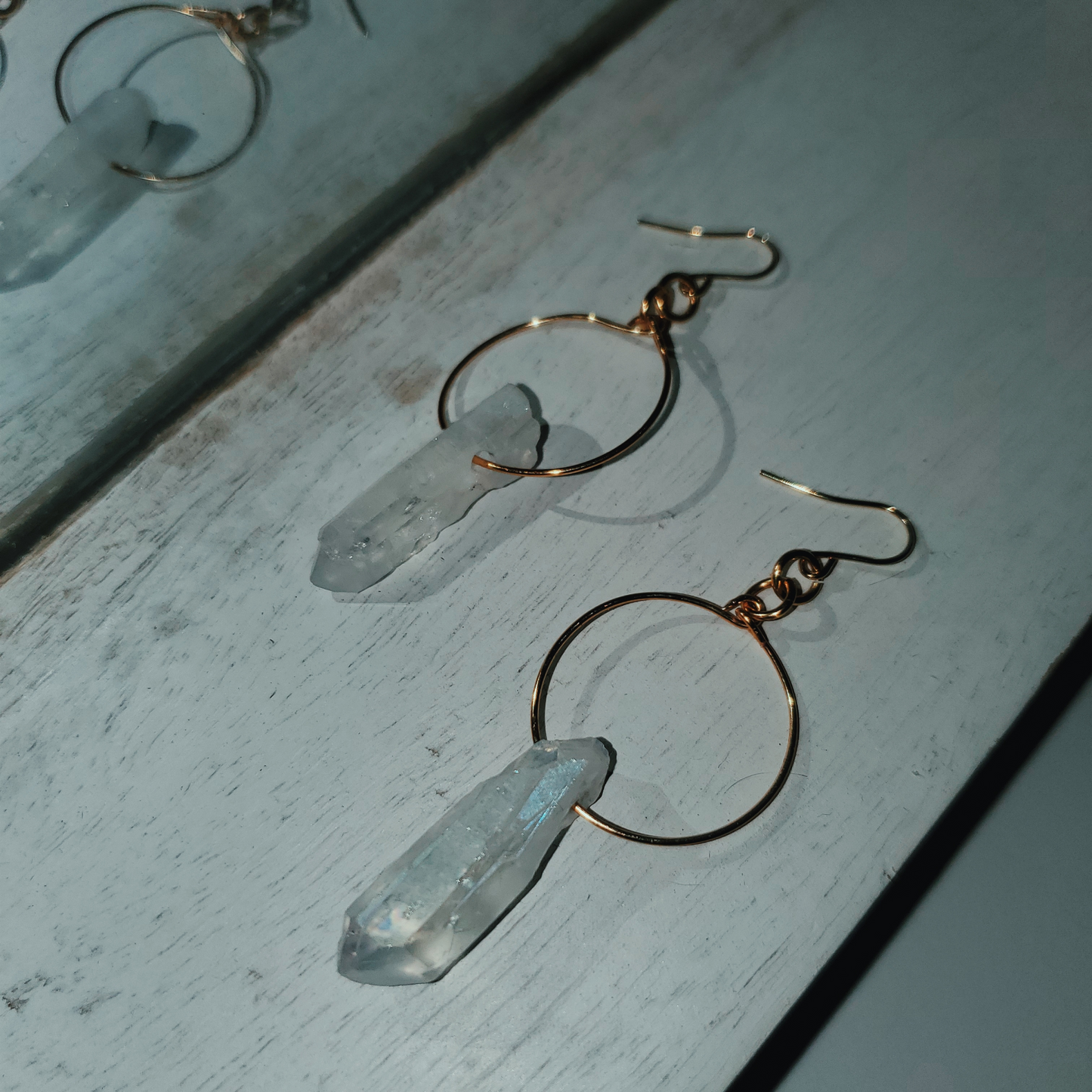 White Raw Quartz Hoop Earring