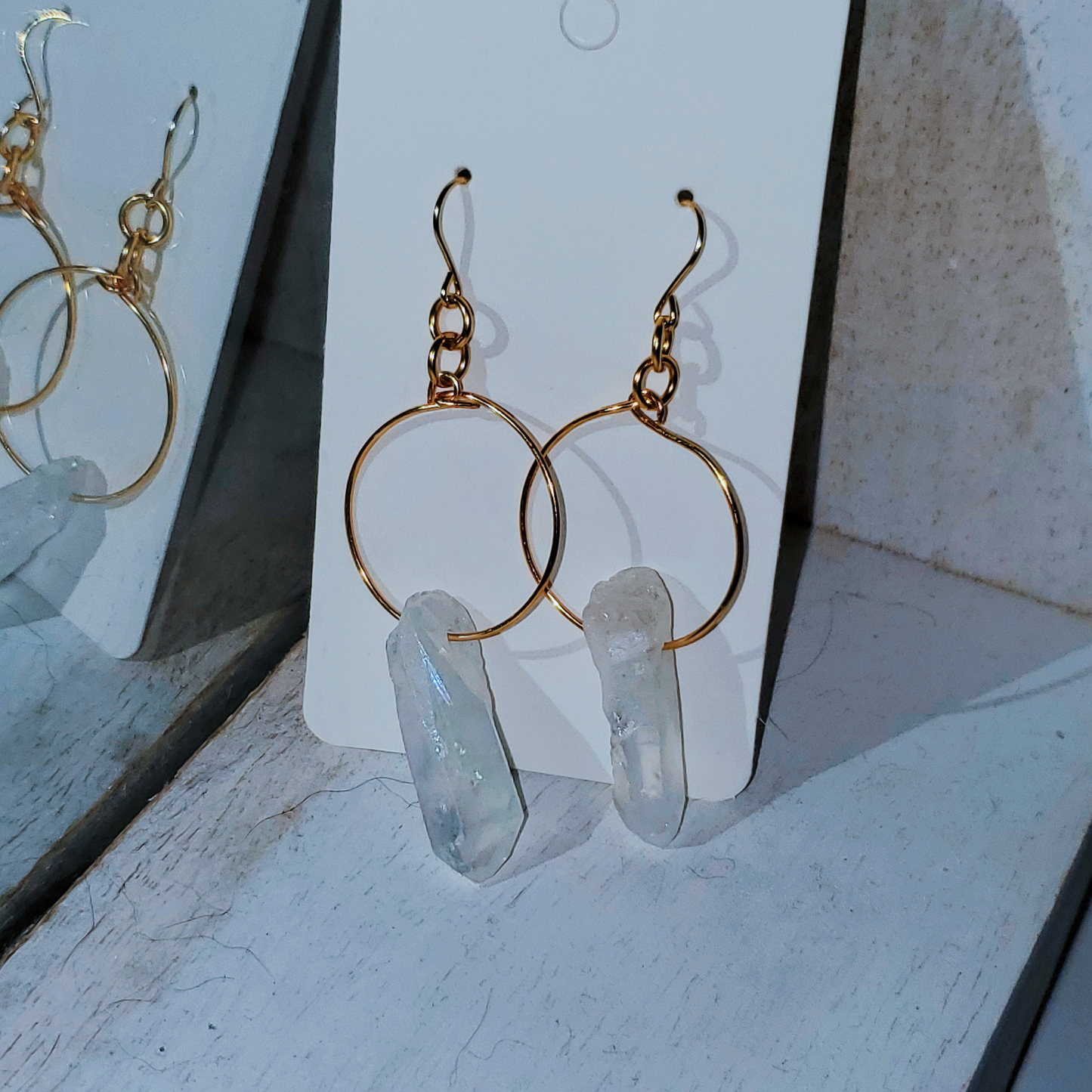 White Raw Quartz Hoop Earring