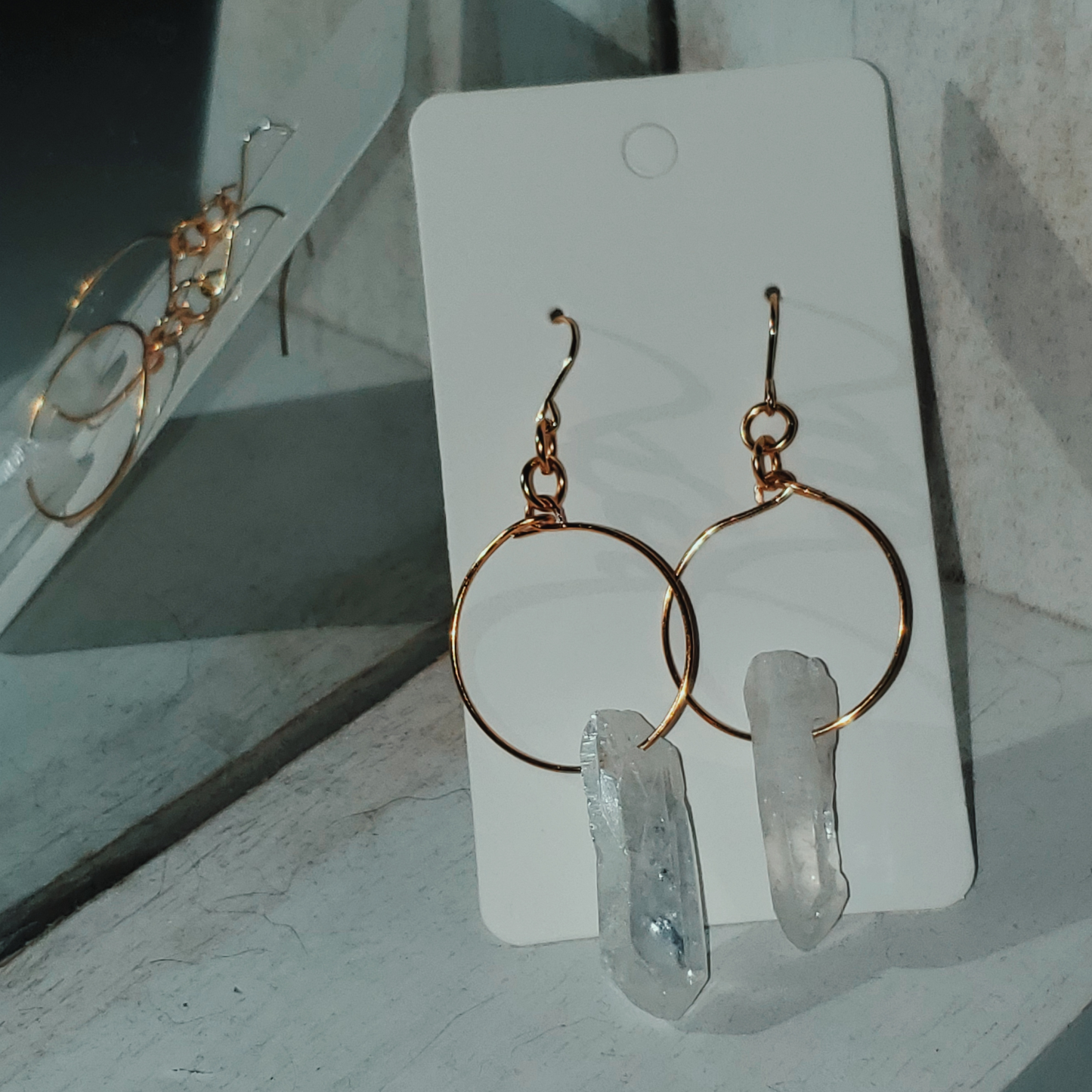 White Raw Quartz Hoop Earring