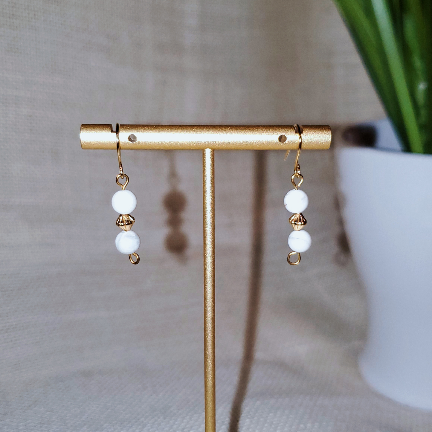 Dainty drop Howlite Earrings