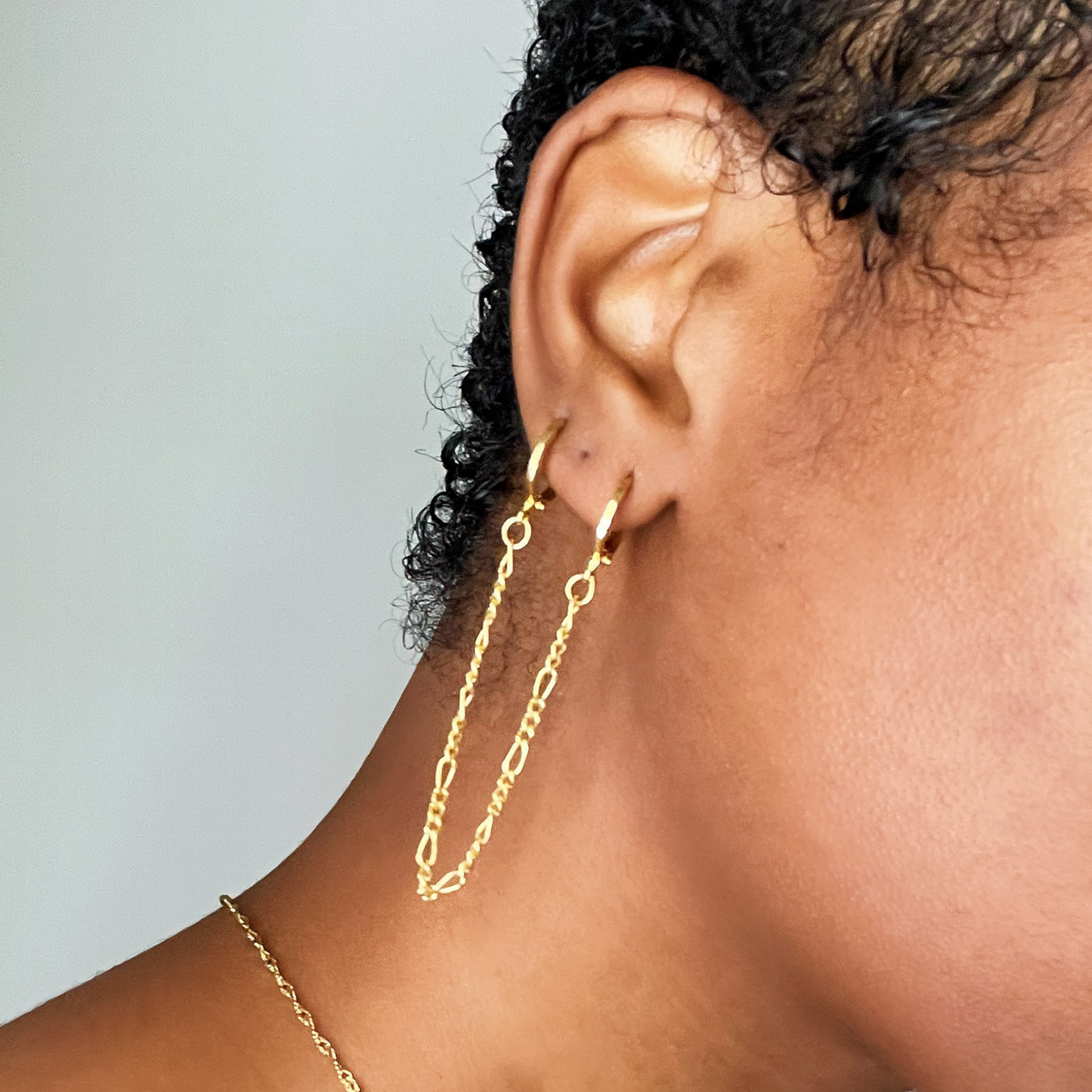 18k Double Chain Hoop Earring