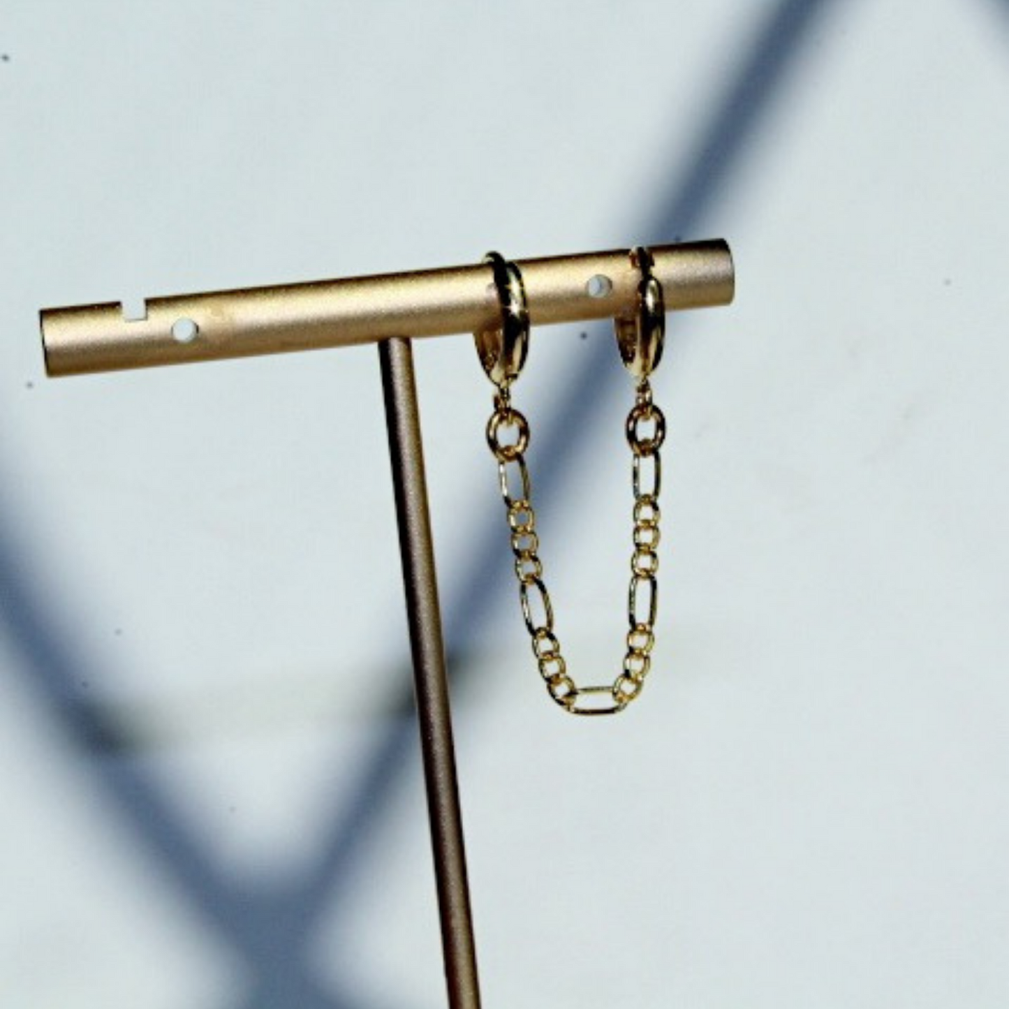 18k Double Chain Hoop Earring