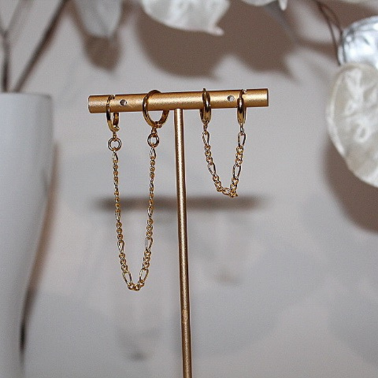 18k Double Chain Hoop Earring